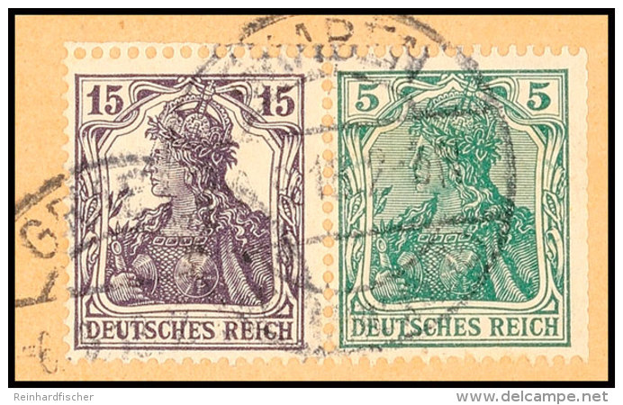 15 + 5 Pfg Germania 1917/18 Auf Briefst&uuml;ck, Gestempelt GRABEN, Fotobefund Dr. Oechsner BPP: "echt Und... - Otros & Sin Clasificación