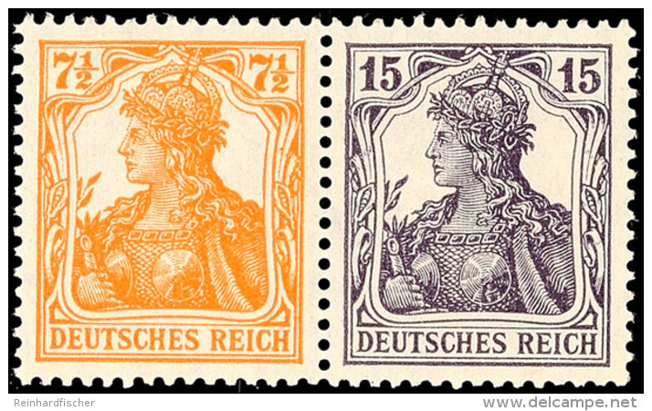 7&frac12;+15 Pf. Germania, Waagerecht, Postfrisch (leichter Kalanderbug), Mi. 380.-, Katalog: W11ba **7&frac12;... - Otros & Sin Clasificación
