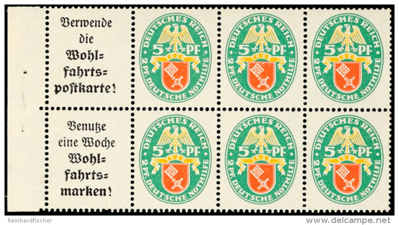 Nothilfe 1929, 5 Pf., Heftchenblatt Nicht Durchgez&auml;hnt, Postfrisch, Mi. 200,-, Katalog: HBl.66B **Help In... - Otros & Sin Clasificación