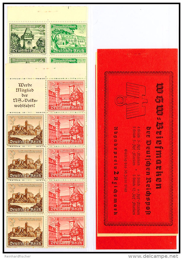 WHW 1939 Bauwerke, Markenheftchen Postfrisch (aufgetrennt Ohne Klammer), 5+6 Pf. Heftchenblatt Passerstrich Oben,... - Cuadernillos