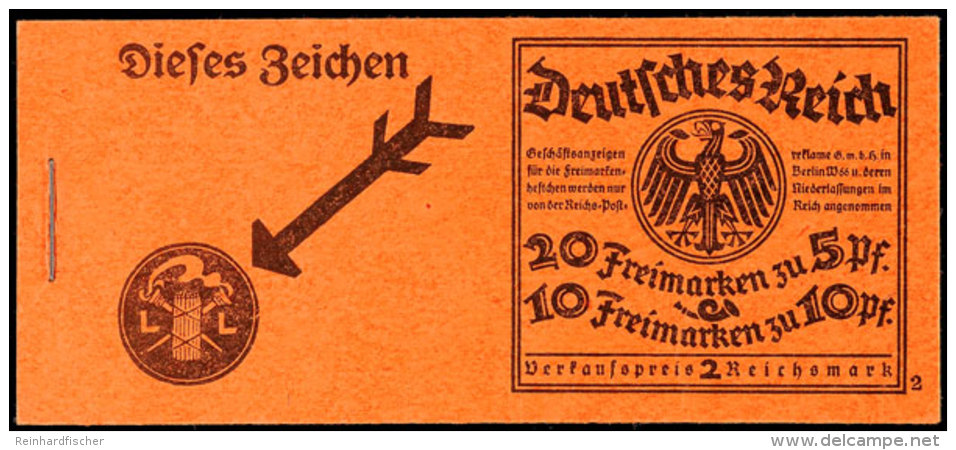 Neuer Reichsadler 1925, Markenheftchen ONr. 2, Postfrisch, 1 H-Blatt 37 Komplett, Es Fehlen 5 Pf. 4 Marken Und 10... - Cuadernillos