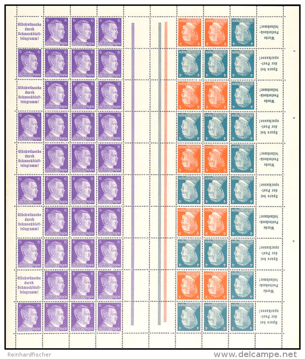 Hitler 1941, A14+4+6+8 Pf. Markenheftchenbogen Komplett, Postfrisch (diagonale Bugspur), Mi. 350.-, Katalog: MHB71... - Otros & Sin Clasificación