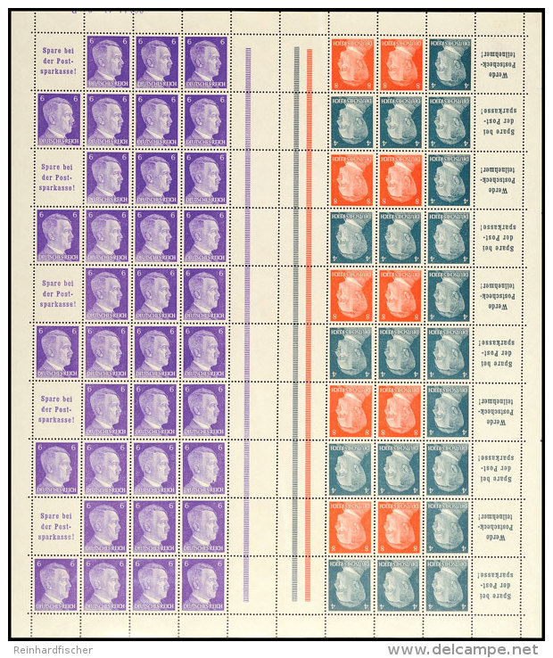 Hitler 1941, 4+8+6 Pf., Markenheftchenbogen Mit HAN 20144.41 2 Br Komplett Postfrisch (&uuml;bliche Leichte... - Otros & Sin Clasificación