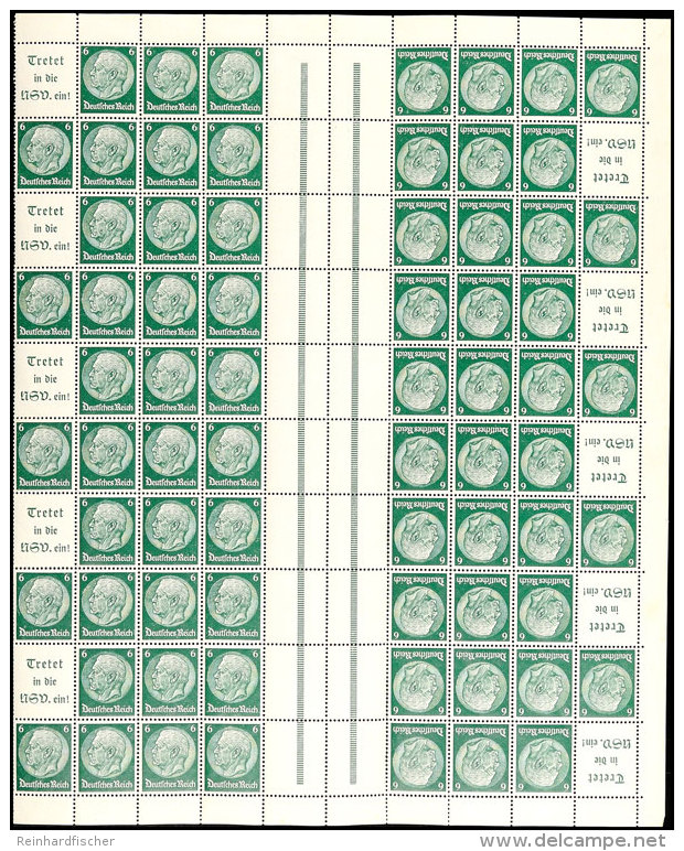 Hindenburg 1939, A15+6 Pfg Markenheftchenbogen Strichleisten 16 Mm Abstand, Ohne Rechten Rand Postfrisch, Senkr... - Otros & Sin Clasificación