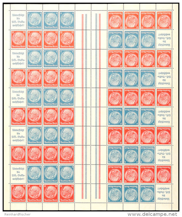 Hindenburg 1937/39, 4+12 Pf., Markenheftchenbogen Komplett, Teils Minimale Anhaftungen, Sonst Postfrisch, Waager.... - Otros & Sin Clasificación