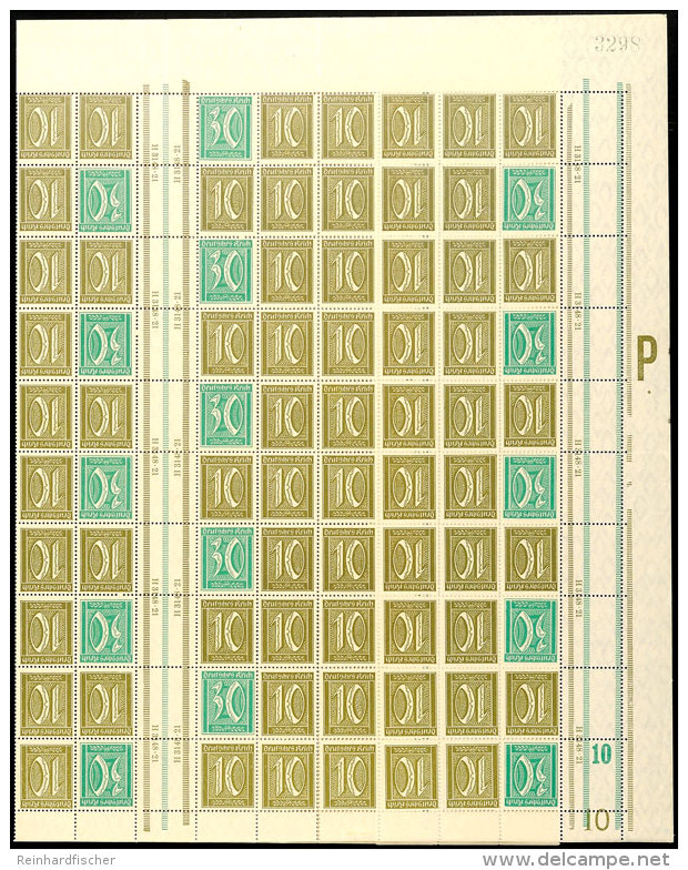 10+30 Pf. Germania, Kompletter Markenheftchenbogen, Postfrisch (mehrfach Gefaltet, Teils Etwas Angetrennt,... - Otros & Sin Clasificación