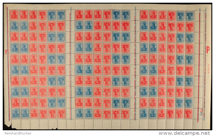 40+30 Pf. Germania, Kompletter Markenheftchenbogen, Postfrisch, Nach 3. Und 11. Spalte Senkr. Gefaltet (Rand Links... - Otros & Sin Clasificación