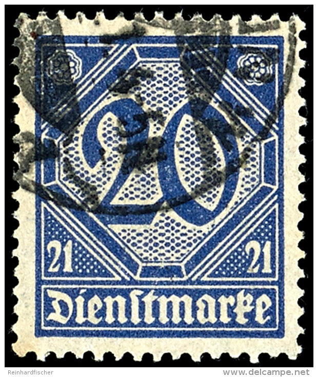 20 Pfg Dienstmarke, Preu&szlig;ischblau, Gestempelt "BERLIN W 1921 4-5N", Tadellose Erhaltung, Signiert Oechsner... - Otros & Sin Clasificación