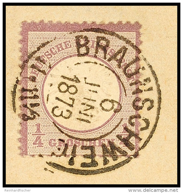 1/4 Gr. Grauviolett Mit DKr. "BRAUNSCHWEIG 6 JUNI 1873", Auf Briefst&uuml;ck, Kabinett, Katalog: 16 BS1 / 4 Gr.... - Otros & Sin Clasificación