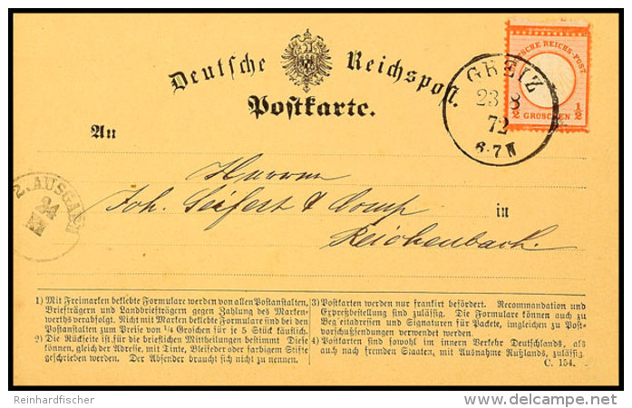 1/2 Groschen Kleiner Schild, Ziegelrot, Portogerechte Einzelfrankatur Auf Postkarte Mit K1 "GREIZ 23.8.72 6-7N"... - Otros & Sin Clasificación