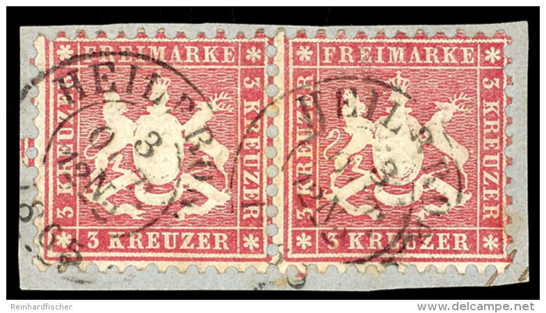 3 Kr Hellkarminrosa, Waagerechtes Paar Tadellos Auf Briefst&uuml;ck, Mi. 160,--, Katalog: 26b(2) BS3 Kr Bright... - Otros & Sin Clasificación