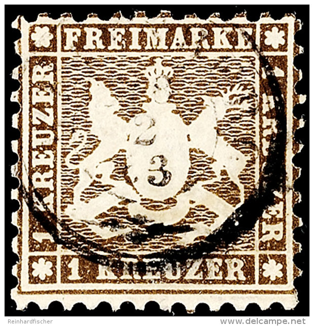 1 Kr Dunkelgraubraun Tadellos Gestempelt Kabinett, Gepr. W. Engel BPP, Mi. 550.-, Katalog: 21 O1 Kr Dark Gray... - Otros & Sin Clasificación