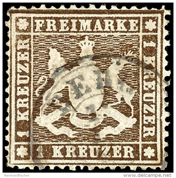 1 Kr D&uuml;nnes Papier In B-Farbe Gestempelt, Etwas Erh&ouml;ht Gepr. Heinrich BPP, Mi. 320,--, Katalog: 16yb... - Otros & Sin Clasificación