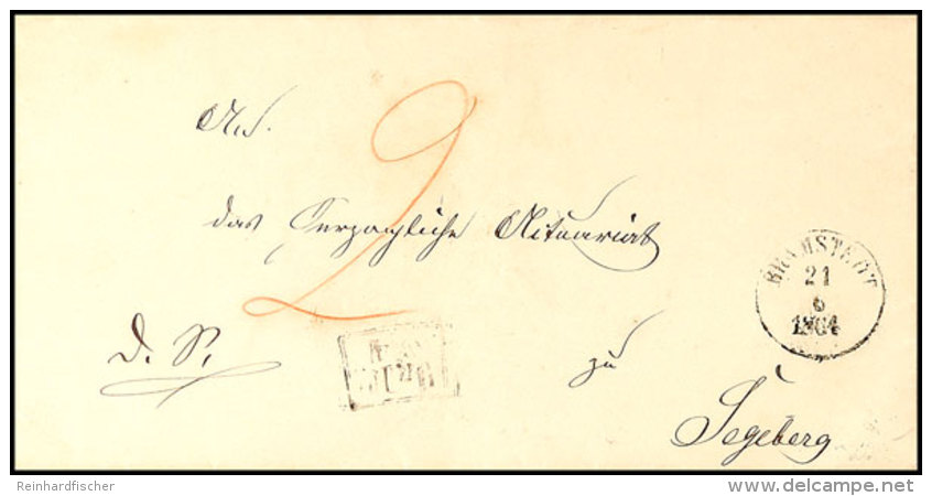 "L.P. No. 4", Ra2 Etwas Undeutlich Auf Pracht-Briefh&uuml;lle Mit K1 BRAMSTEDT 21.6.1864  Und Taxe Nach Segeberg ... - Schleswig-Holstein