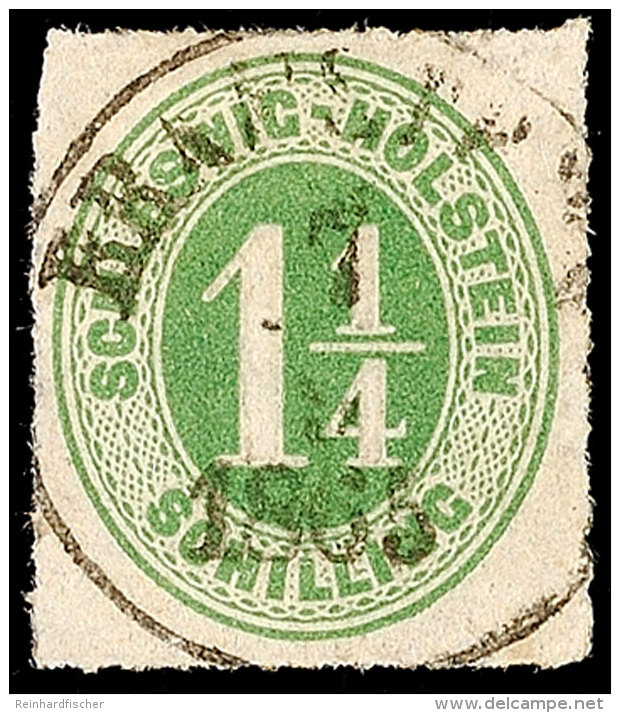 "BRAMSTEDT 7.9.1865", K1 Klar Und Zentrisch Auf 1 1/4 S. Olivgr&uuml;n Durchstochen, Pracht, Katalog: 9... - Schleswig-Holstein