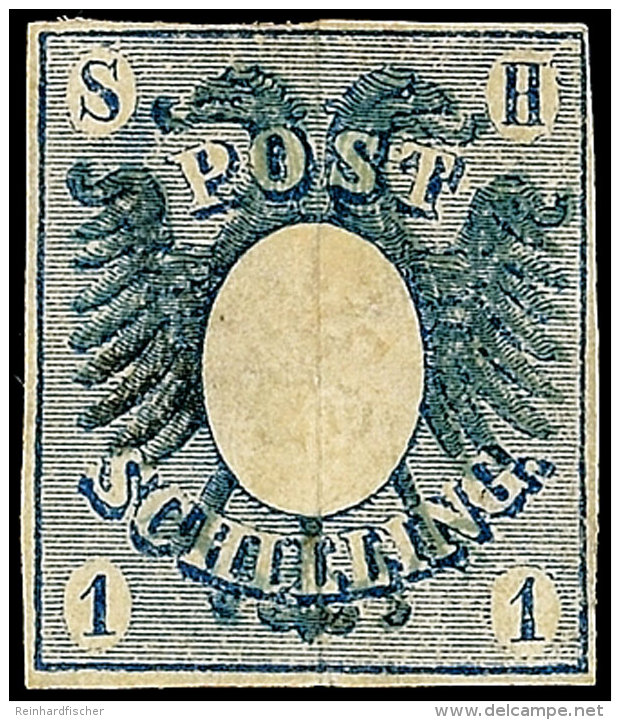 1 Schilling Blau, Adler Mit Wappen, Abart "ohne Senkrechten Seidenfaden", Allseits Gut Gerandet Und Mit Voller... - Schleswig-Holstein