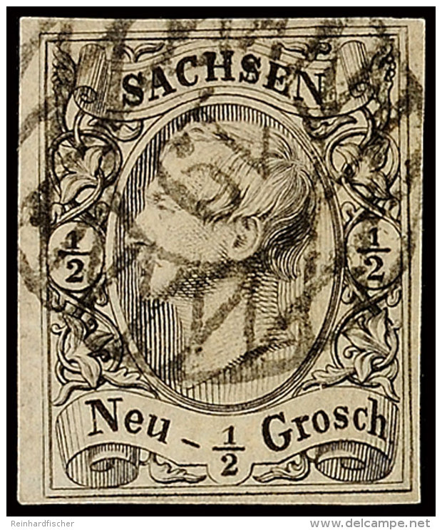 "19" - Meissen (Type I), Klar Auf Tadelloser 1/2 Ngr. K&ouml;nig Johann I. In Type I, Bestens Gepr. Rismondo BPP,... - Saxe