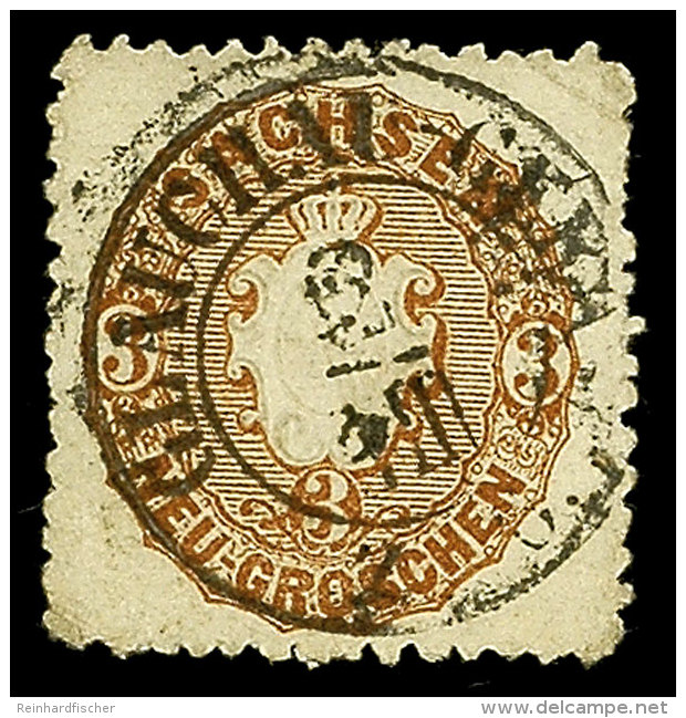 GLAUCHAU-GERA, Klarer Bahnpoststempel A. 3 Ngr. Wappen, Marke Eckbug, Katalog: 18a OGLAUCHAU-GERA, Clear... - Saxe