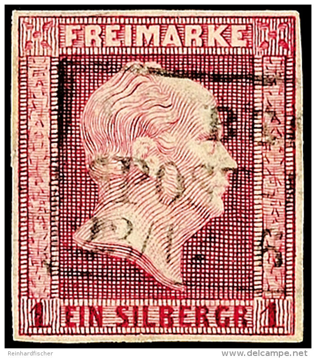 1 Sgr. Dunkellilarot Auf Wei&szlig;em Papier Ohne Wz., Probedruck 1856, Allseits Vollrandiger Schnitt, Marke Echt... - Otros & Sin Clasificación