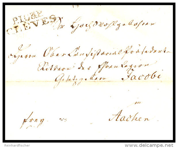 P.103.P.CLEVES, Schwarzer L2 Klar Auf Pracht-Briefh&uuml;lle Nach Aachen, Datiert 1811, Faltspuren  BFP. 103.... - Otros & Sin Clasificación