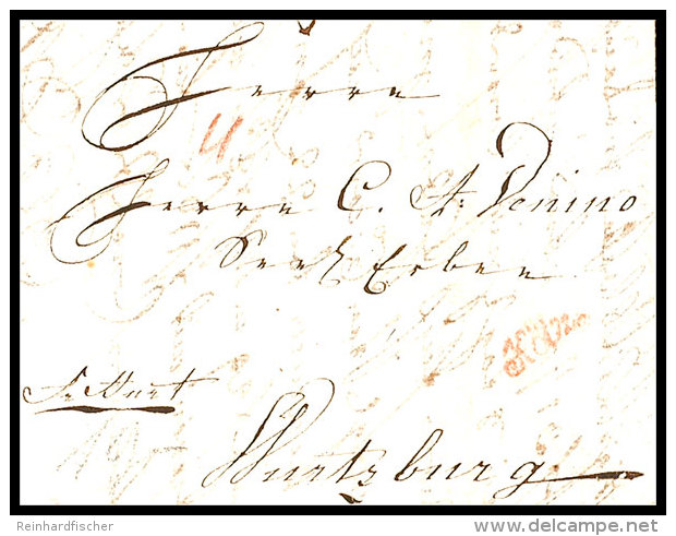 1791 "K&Ouml;LN.", Roter Schreibschrift-L1 Klar Auf Komplettem Faltbrief Nach W&uuml;rzburg, Datiert 1791, Spuren ... - Otros & Sin Clasificación