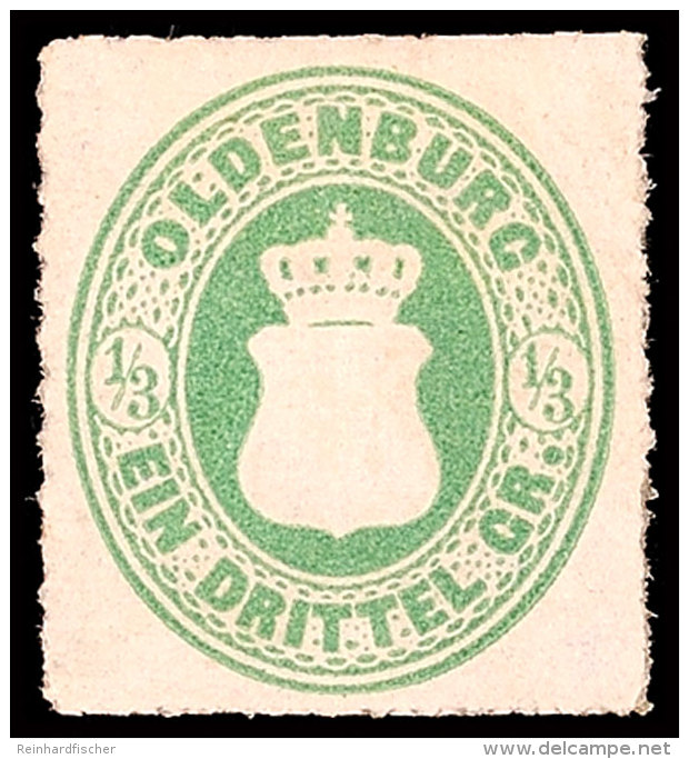 1/3 Gr. Gr&uuml;n Mit Durchstich A Tadellos Ungebraucht, Mi. 250.-, Katalog: 15A *1 / 3 Gr. Green Rouletted A... - Oldenbourg