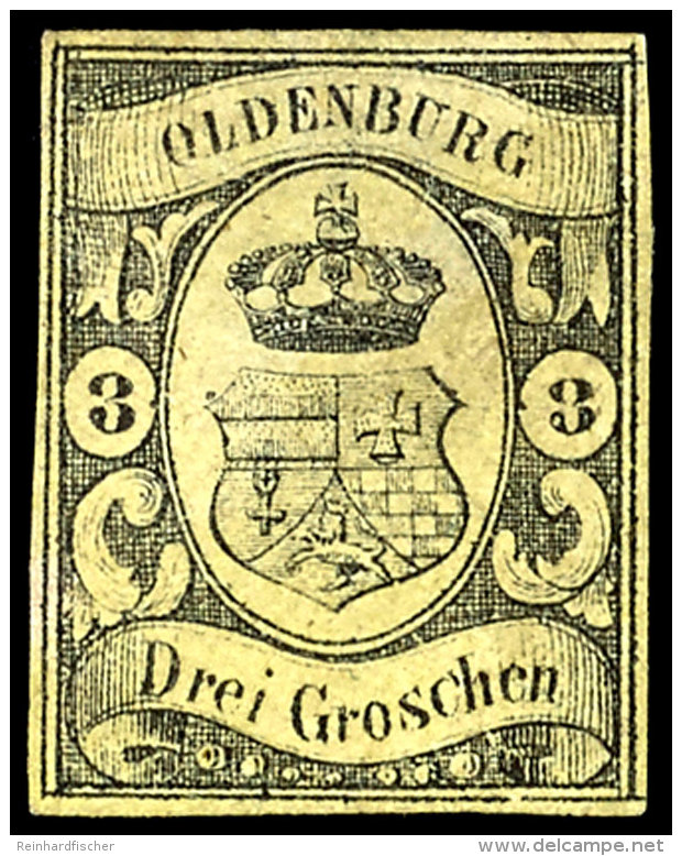 3 Gr Schwarz Auf Graugelb Tadellos Ungebraucht Und Allseits Vollrandig, Mi. 1300,--, Katalog: 8 *3 Gr Black On... - Oldenbourg