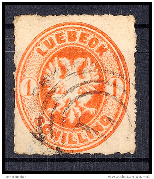 1 S. Orange, 11 3/4 Durchstich, Gestempelt, Kl. M&auml;ngel, Entsprechend H&ouml;her Signiert C. Brettl BPP, Mi.... - Luebeck