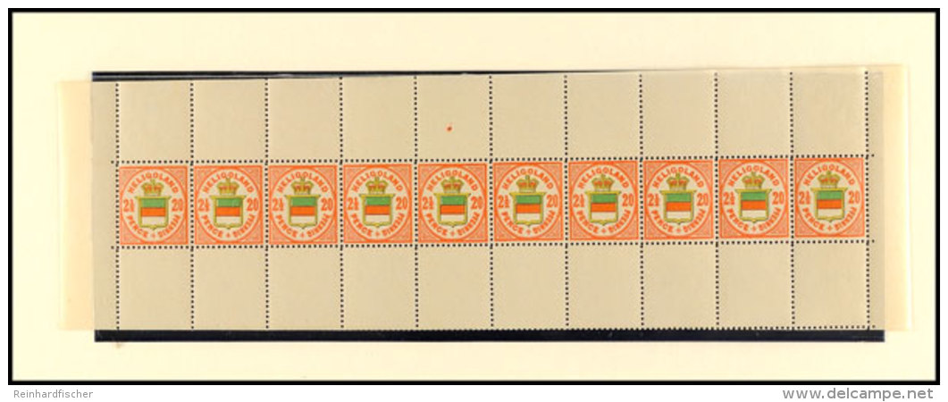 20 Pfg VIII. Auflage, Postfrischer Zehner-Kleinbogen Mit Roter Punktierung Im Oberrand Von Feld 5, Somit Aus Der... - Héligoland