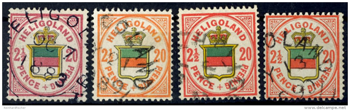 2 1/2 P/20 Pf In Den Vier Angegebenen Farben Tadellos Gestempelt (18c Gepr. B&uuml;hler, 18e Gepr.... - Héligoland