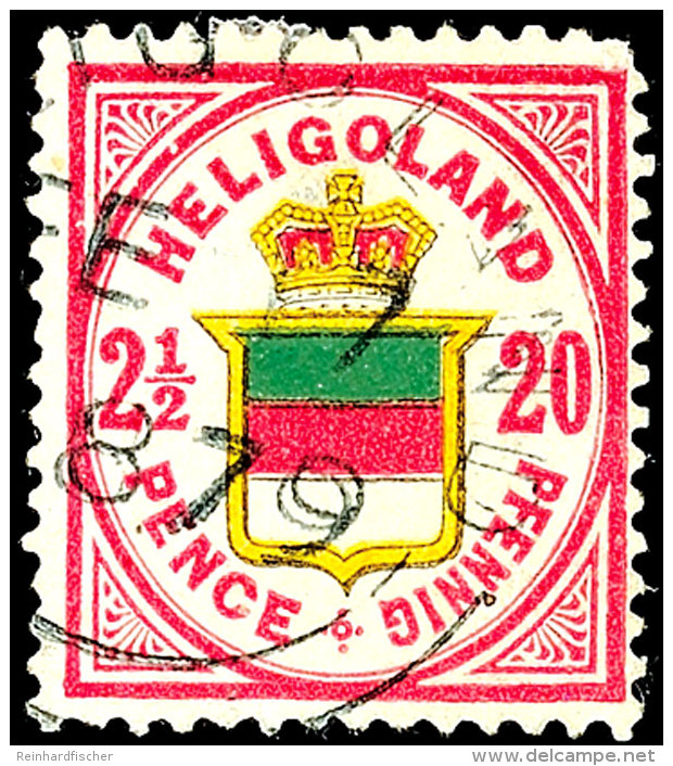 2 1/2 P / 20 Pfg Wappen Von Helgoland, Lilakarmin/gelb/blaugr&uuml;n, Gestempelt, Leichte M&auml;ngel,... - Héligoland