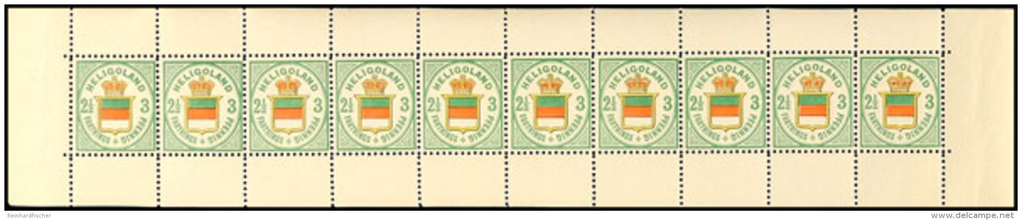 3 Pfg Berliner Neudruck, Ein Zehnerstreifen BND 1880 (Auflage 100.000) Und Zwei Zehnerstreifen BND 1885 (Auflage... - Héligoland