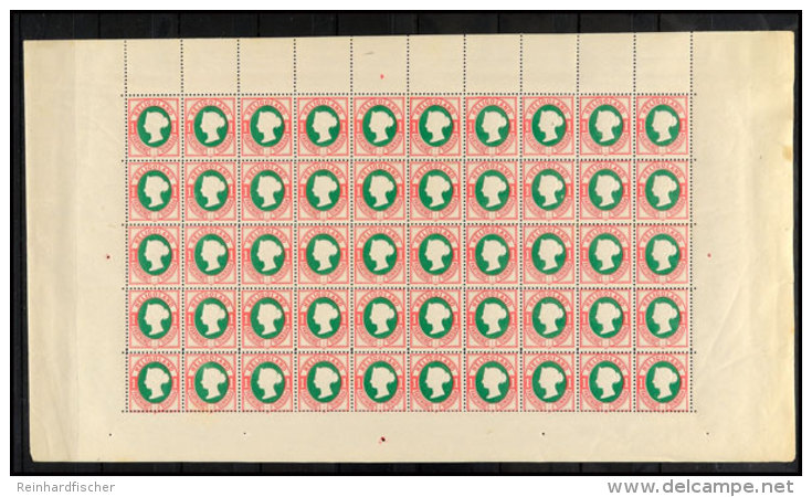 1 Pfg Berliner Neudruck 1883, Kpl. Bogen Mit Roter Punktierung, Alle 50 Werte Ohne Falz. Die Auflage Dieses BND... - Héligoland