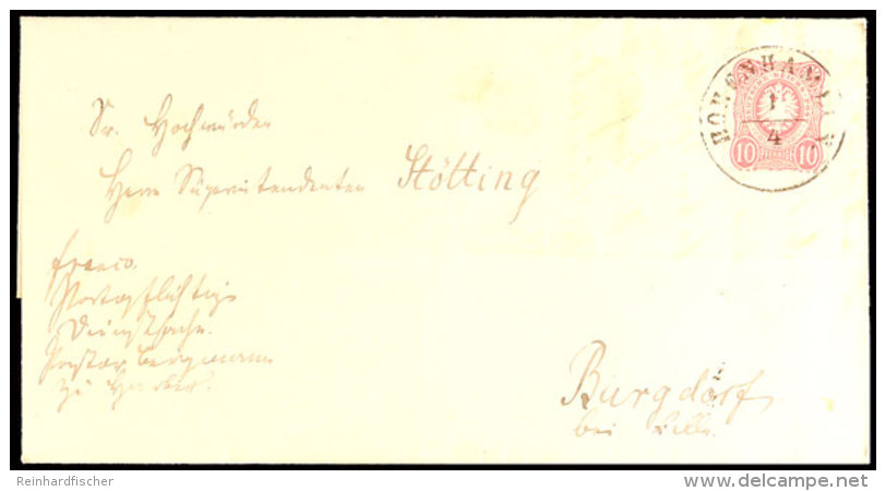 "HOHENHAMELN 1/4 (1875)" - Aptierter K1, Herrlich Klar Und Ideal Gerade Sitzend Auf Brief DR 10 Pfg Nach... - Hanovre