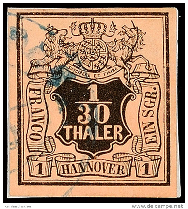 1/30 Thaler Auf Hellr&ouml;tlichorange Tadellos Gestempelt, Kabinett, Gepr. Berger BPP, Mi. 65.-, Katalog: 3a... - Hanovre