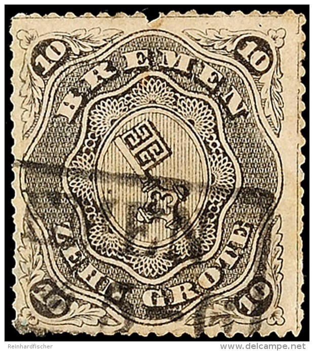 10 Gr. Schwarz, Gestempelt, M&auml;ngel, Gepr. Dr. Fischer BPP, Mi. 1.200.-, Katalog: 8 O10 Gr. Black, Used,... - Brême