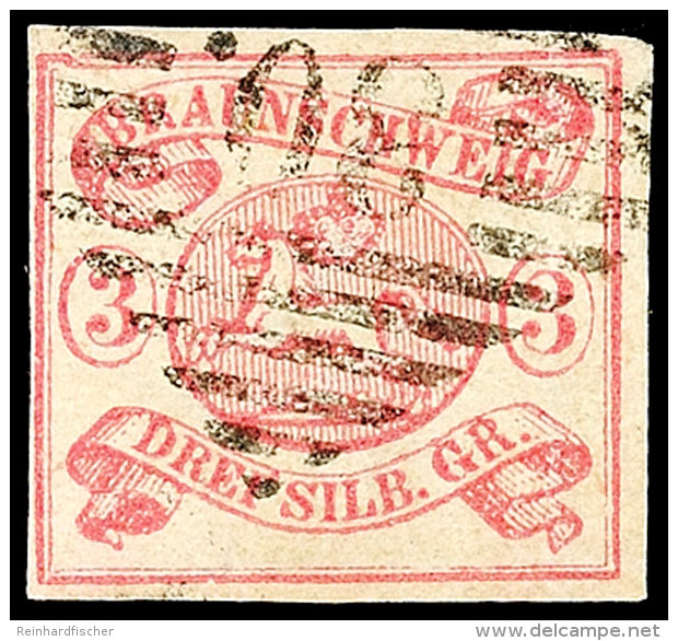 3 Sgr. Rosa, Allseits Voll- Bis Breitrandig, Gestempelt "30" (Langelsheim), Kabinett, Gepr. Lange BPP, Mi. 280.-,... - Brunswick