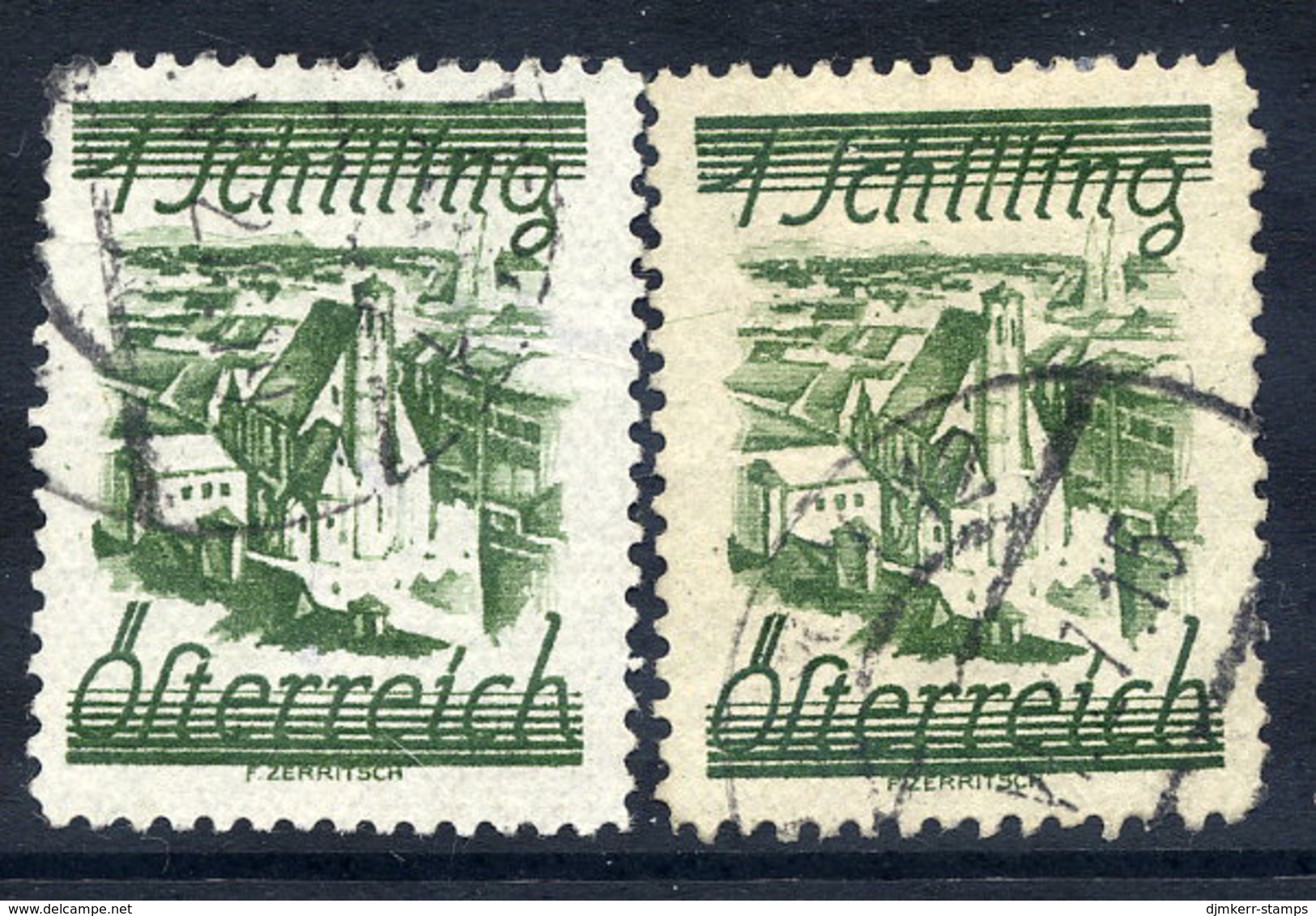 AUSTRIA 1925 Definitive 1 S. Both Shades Used.  Michel 466a-b - Used Stamps