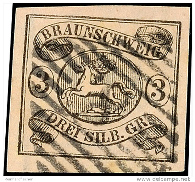 3 Sgr. Auf Mattrosa, Allseits Breitrandig, Gestempelt, Kabinett, Mi. 110,-, Katalog: 8a O3 Sgr. On Dull Rose,... - Brunswick