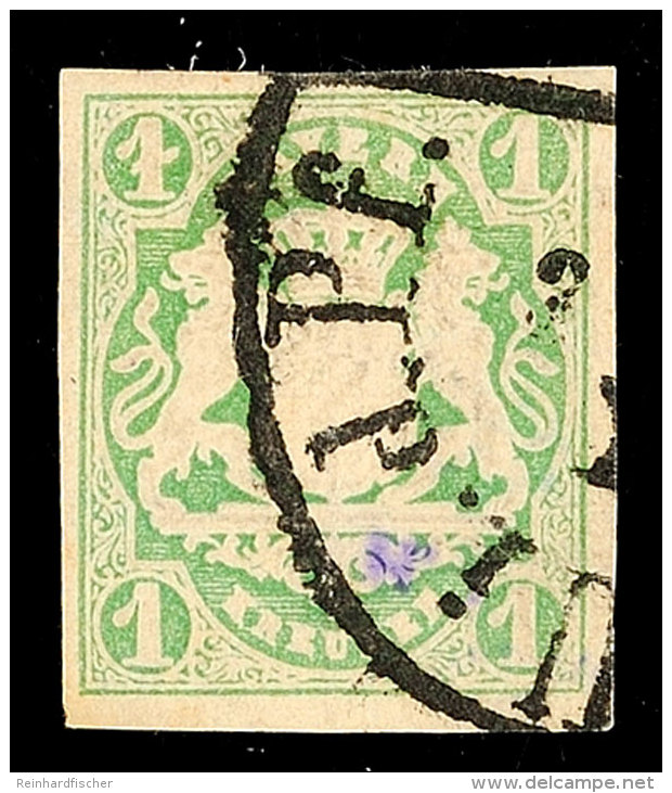 1 Kr. Gelblichgr&uuml;n, Plattenfehler "durchbalkte 1", HKS (LANDA)U I.d.Pf., Mi. 75.-, Katalog: 14aI O1 Kr.... - Otros & Sin Clasificación