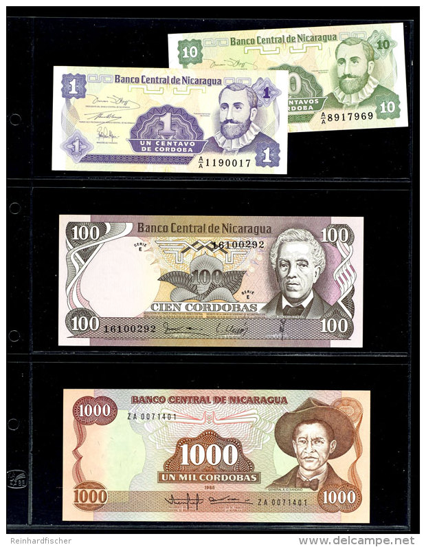 Nicaragua, Lot Von 4 Banknoten, Alle Kassenfrisch.  Nicaragua, Lot Of 4 Banknotes, All Mint Never Used. - Otros & Sin Clasificación