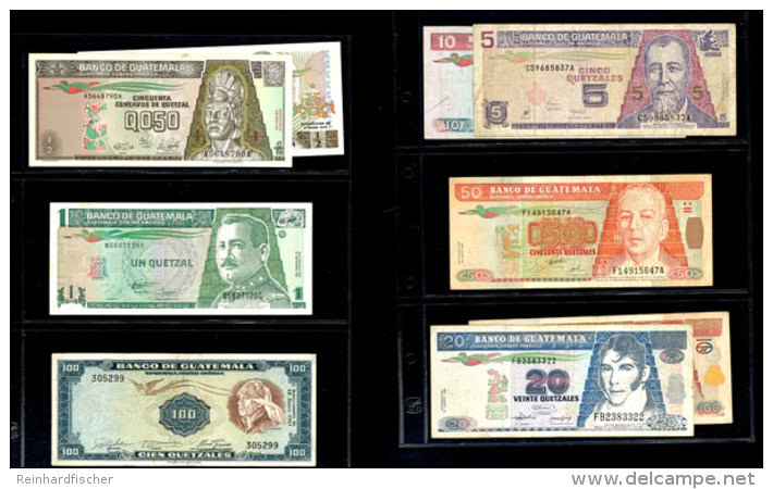 Guatemala, Lot Von 9 Banknoten, Unterschiedliche Erhaltung.  Guatemala, Lot From 9 Banknotes, Mixed Quality. - Otros & Sin Clasificación