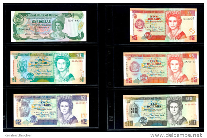 Belize, Lot Von 6 Banknoten, Alle Kassenfrisch.  Belize, Lot From 6 Banknotes, All Mint Never Used. - Otros & Sin Clasificación