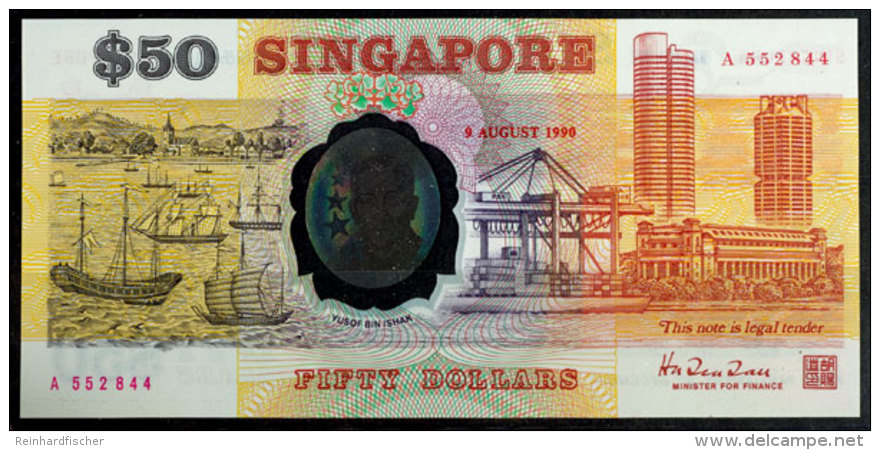 Singapur, 50 Dollars, 1990, Silber Hologramm Von Yusof Bin Ishak, Seriennummer A 552844, Kassenfrisch, Erhaltung... - Otros & Sin Clasificación