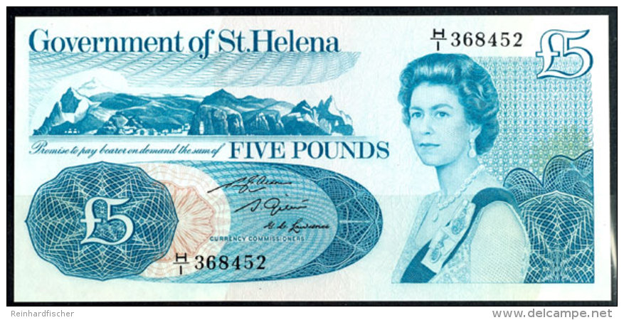 St. Helena, 5 Pounds, O.J. (1976, Queen Elizabeth II., Seriennummer HI 368452, Kassenfrisch, Erhaltung I., Katalog:... - Otros & Sin Clasificación