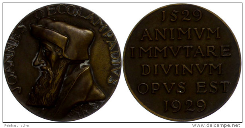 Schweiz, Bronzemedaille (Durchmesser Ca. 42mm, 34,44g),1929, Von H. Frei, 400 Jahre Reformation In Basel. Av:... - Otros & Sin Clasificación