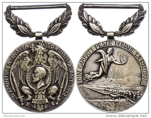 Rum&auml;nien, Karl I., Tragbare Silbermedaille (Durchmesser Ca. 33mm, 18,09g),1913, Von Gurschner, Auf Die... - Otros & Sin Clasificación