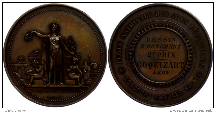 Frankreich, Kupfermedaille (Durchmesser Ca. 42mm, 34,18g),1883, Von Blondelent, Verliehen Von Der &Eacute;cole... - Otros & Sin Clasificación