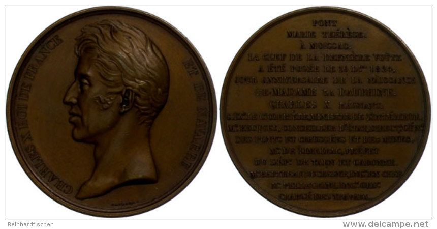 Frankreich, Karl X., Bronzemedaille (Durchmesser Ca. 52mm, 61,76g),1824,  Von F. Gayrard, Auf Die Pont Marie... - Otros & Sin Clasificación