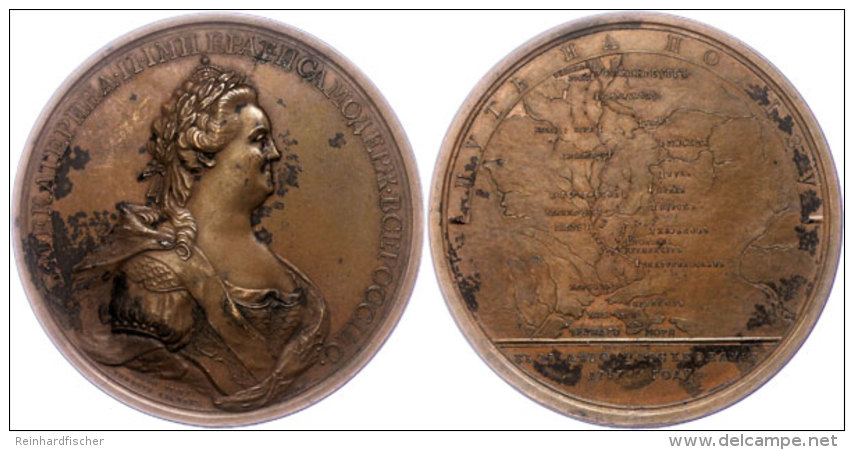 Russland, Katharina II., Bronzemedaille (Dm. Ca. 65,30mm, 93,80g), 1787, Von T. Ivanov, Auf Die Reise In Die Krim.... - Otros & Sin Clasificación